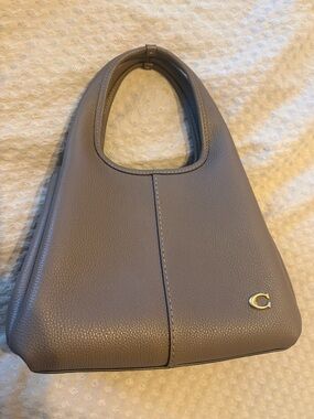 Coach Lana Shoulder Bag 23 Dark Stone Pebbled Leather Top-Handle with Crossbody